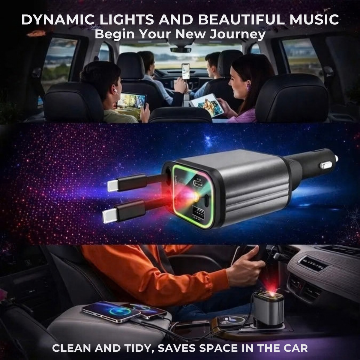 TurboDrive™ 120W | 4-in-1 Charger, Super-Fast, RGB Starry Sky!