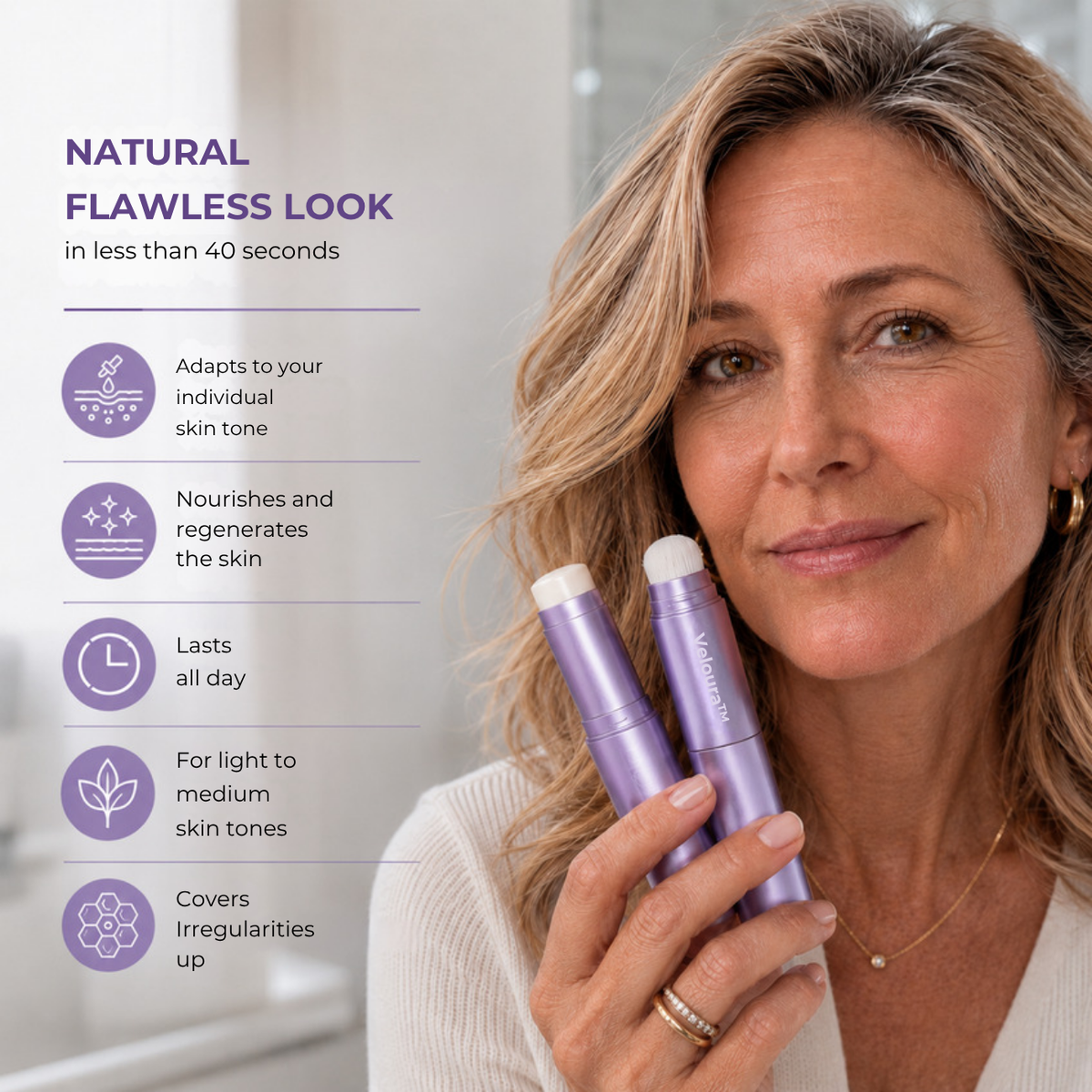 Veloura™ Changing Foundation Stick – The stick that makes mature skin glow again