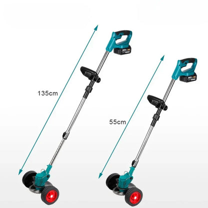 GardenGlide™ | Cordless & Foldable Grass Trimmer – Adjustable Height, Wheels & 3 Blade Types