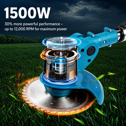 GardenGlide™ | Cordless & Foldable Grass Trimmer – Adjustable Height, Wheels & 3 Blade Types